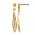 14k 1/4 carat Diamond Oval Dangle Post Earrings, 0.246 ct, 31 x 5 mm