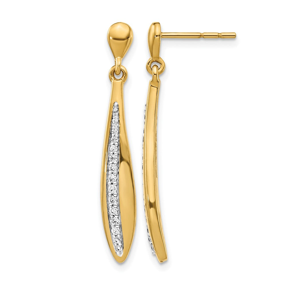 14k 1/4 carat Diamond Oval Dangle Post Earrings, 0.246 ct, 31 x 5 mm