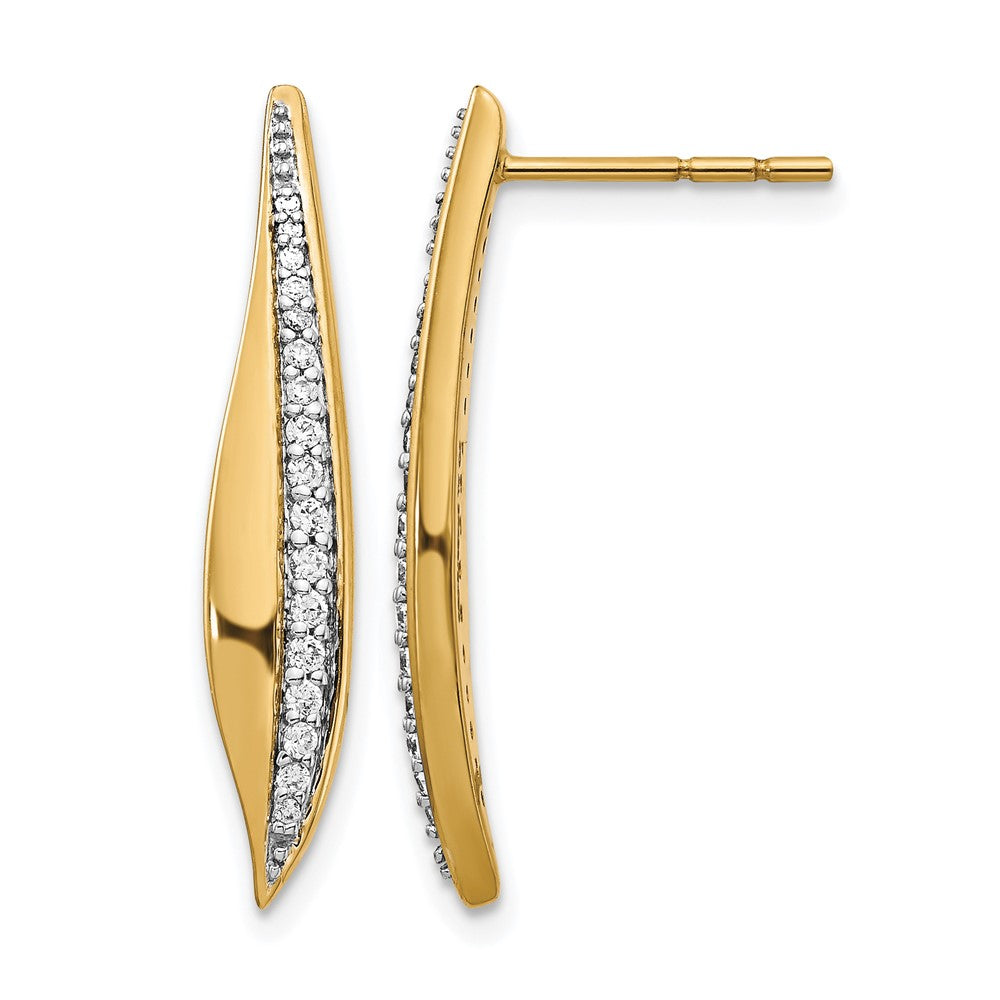 14k 1/4 carat Diamond Post Earrings, 0.252 ct, 27 x 5 mm