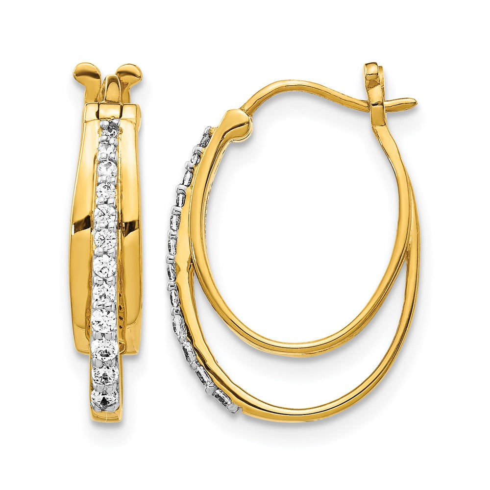 14k 1/4 carat Diamond Triple Oval Hoop Earrings, 0.224 ct, 20 x 4 mm