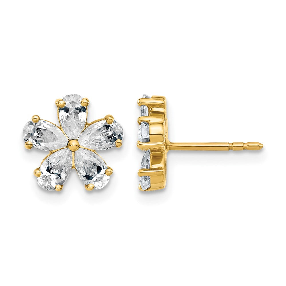 14k Flower G H I True Light Moissanite Earrings, 2 ct, 10.5 x 10.8 mm