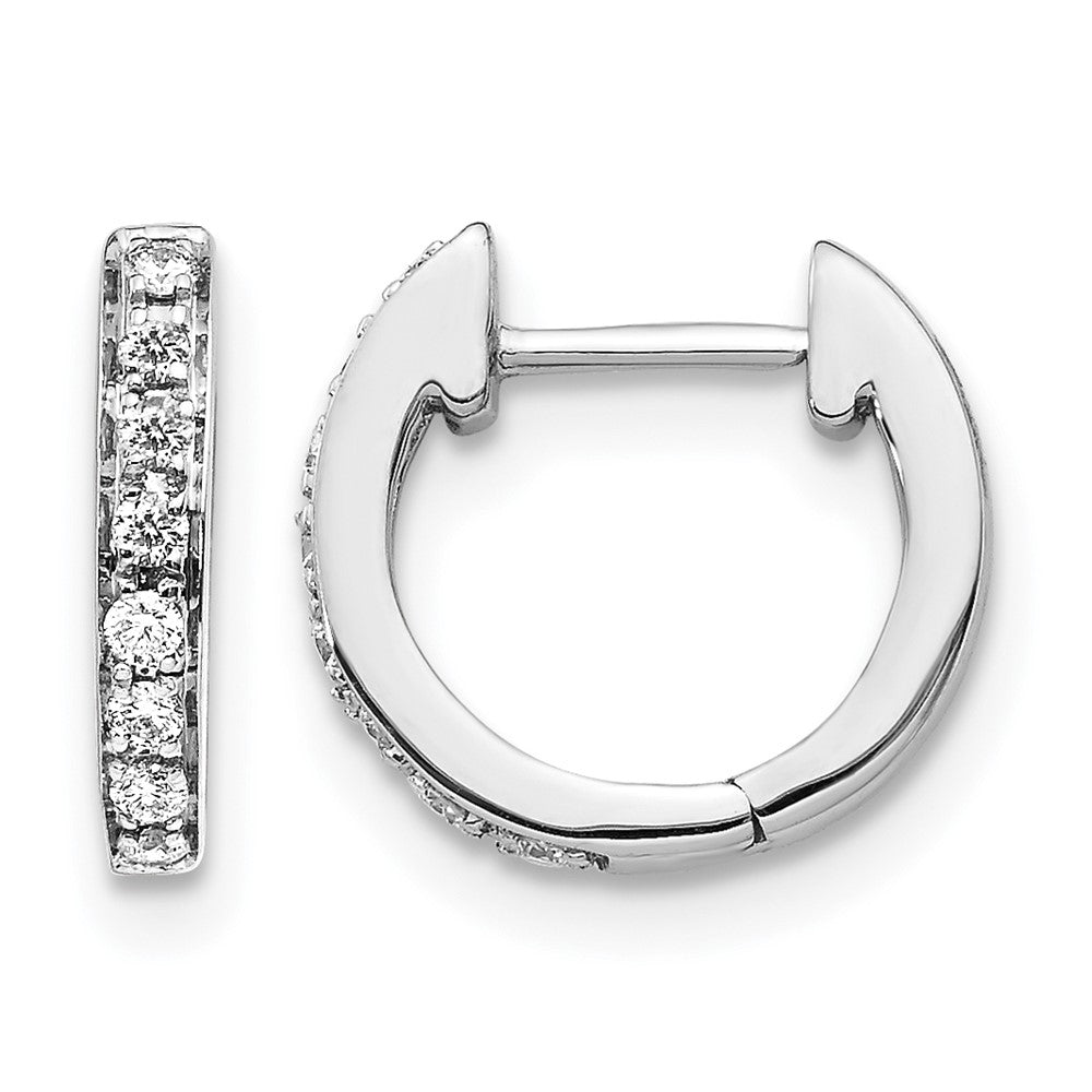 14k White Gold 1/6 carat Diamond Hinged Hoop Earrings, 0.16 ct, 11 x 12 mm, 2.04 g