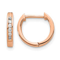 14k Rose Gold 1/8 carat Diamond Channel-set Hinged Hoop Earrings, 0.12 ct, 11 x 2.5 mm