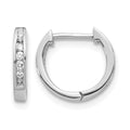 14k White Gold 1/8 carat Diamond Channel-set Hinged Hoop Earrings, 0.12 ct, 11 x 2.5 mm