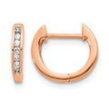 14k Rose Gold 1/8 carat Lab Grown Diamond VS/SI+ G+ Complete Hinged Hoop Earrings, 0.14 ct, 11 x 2.25 mm