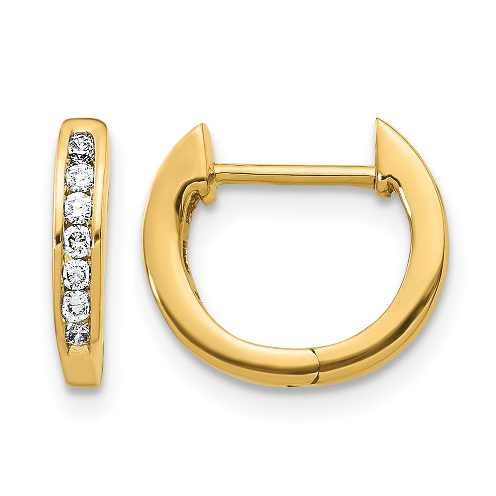 14k 1/6 carat Diamond Channel-set Hinged Hoop Earrings, 0.14 ct, 11 x 2.25 mm
