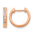 14k Rose Gold 1/5 carat Diamond Channel-set Hinged Hoop Earrings, 0.189 ct, 12 x 2.75 mm