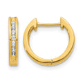 14k 1/5 carat Diamond Channel-set Hinged Hoop Earrings, 0.189 ct, 12 x 2.75 mm