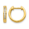 14k 1/4 carat Diamond Channel-set Hinged Hoop Earrings, 0.24 ct, 13 x 2.75 mm