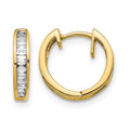 14k 1/4 carat Baguette Diamond Channel-set Hinged Hoop Earrings, 0.232 ct, 11 x 3 mm