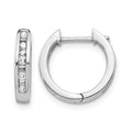 14k White Gold 1/4 carat Round/Baguette Diamond Channel-set Hinged Hoop Earrings, 0.266 ct, 14 x 3 mm