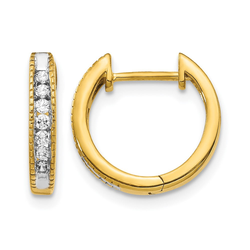 14k 1/5 carat Lab Grown Diamond VS/SI+ G+ Complete Hinged Hoop Earrings, 0.18 ct, 12 x 2.75 mm