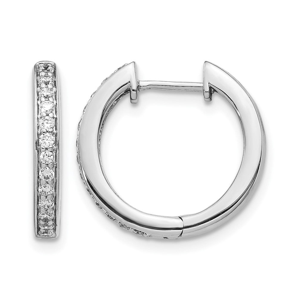 14k White Gold 1/3 carat Diamond Complete Hinged Hoop Earrings, 0.312 ct, 16 x 16 mm
