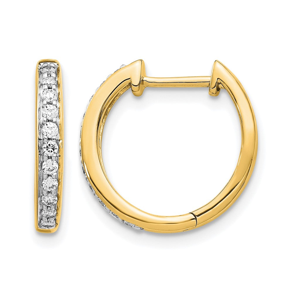 14k 1/4 carat Lab Grown Diamond VS/SI+ G+ Complete Hinged Hoop Earrings, 0.248 ct, 14 x 2.75 mm
