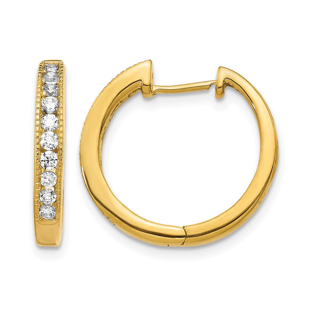 14k 1/2 carat Diamond Channel-set Hinged Hoop Earrings, 0.49 ct, 18 x 3.5 mm