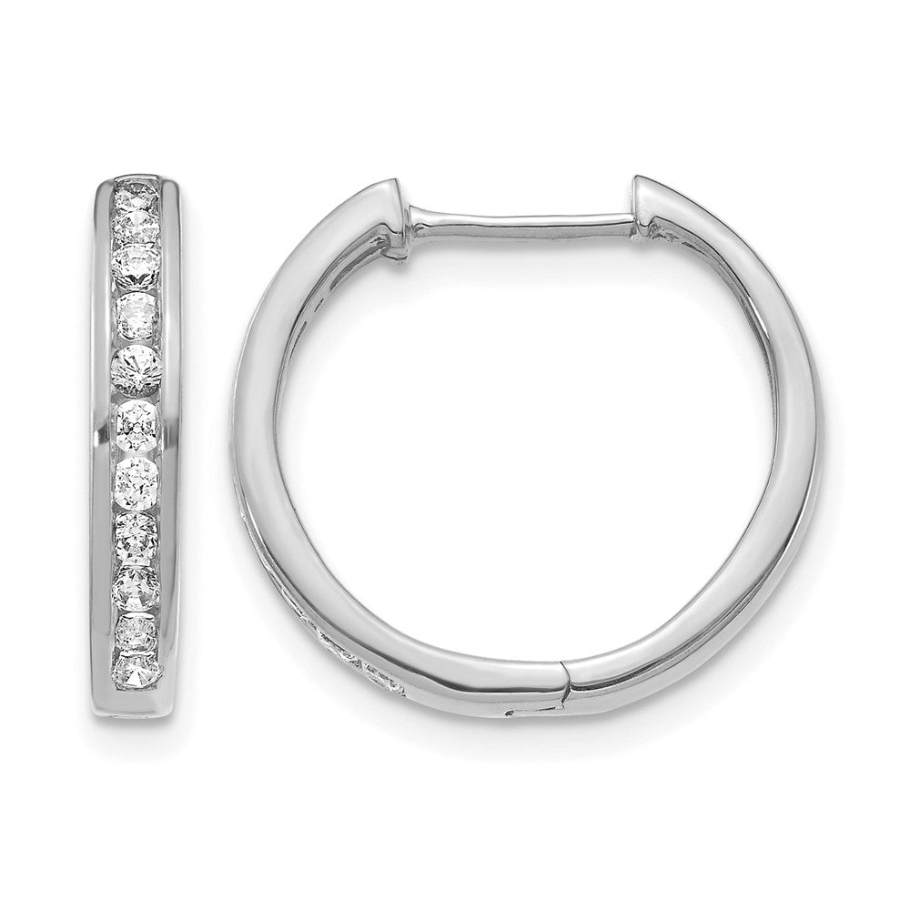 14k White Gold 3/8 carat Lab Grown Diamond VS/SI+ G+ Complete Hinged Hoop Earrings, 0.44 ct, 16 x 3.25 mm