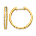 14k 1 carat Diamond Channel-set Hinged Hoop Earrings, 0.99 ct, 22 x 23 mm
