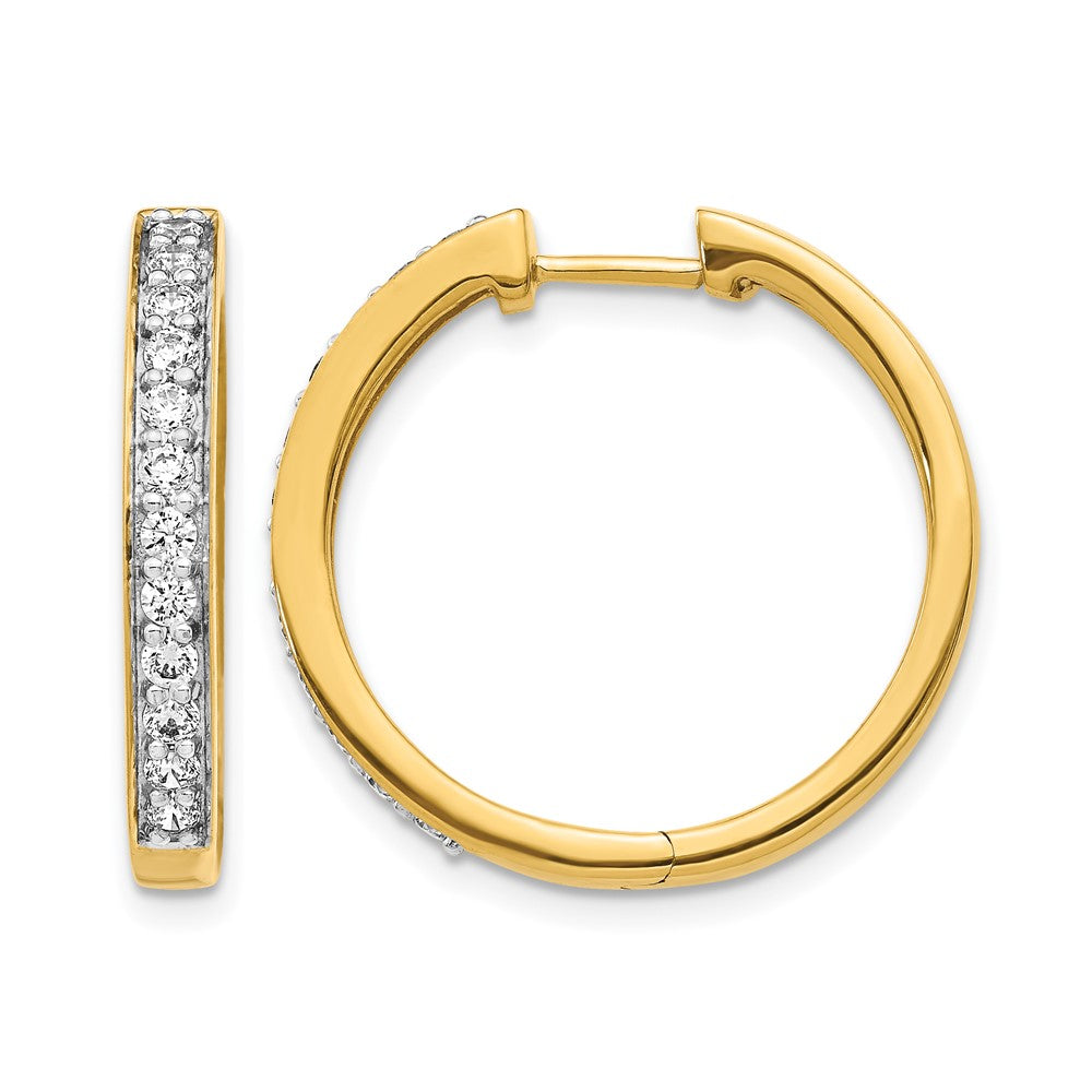 14k 3/4 carat Diamond Hinged Hoop Earrings, 0.74 ct, 22 x 23 mm