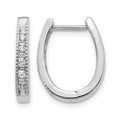 14k White Gold 1/4 carat Round/Baguette Diamond Oval Hinged Hoop Earrings, 0.216 ct, 16 x 3 mm