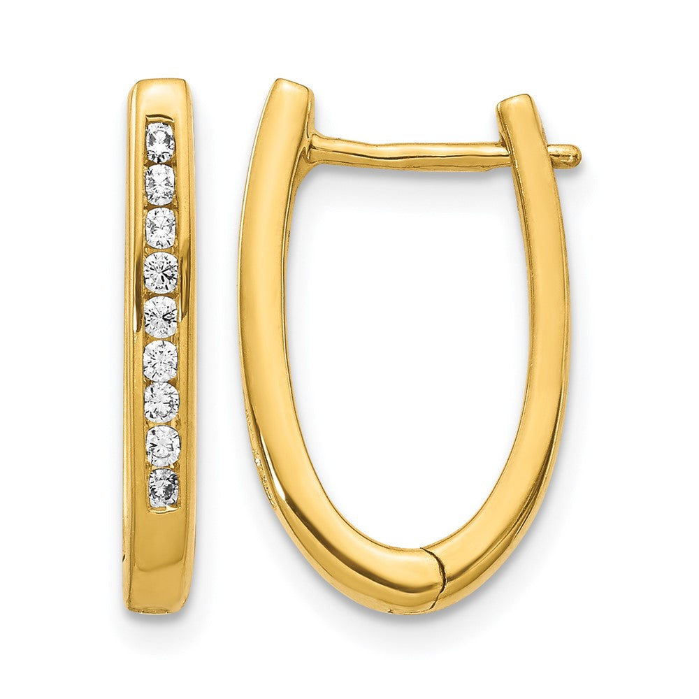 14k 1/4 carat Lab Grown Diamond VS/SI+ G+ Complete Hinged Hoop Earrings, 0.243 ct, 18 x 3 mm
