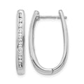 14k White Gold 3/4 carat Diamond Channel-set Oval Hinged Hoop Earrings, 0.74 ct, 24 x 3.5 mm