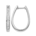 14k White Gold Diamond Channel-set Oval Hinged Hoop Earrings, 27 x 20 mm