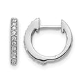 14k White Gold 1/8 carat Diamond Hinged Hoop Earrings, 0.13 ct, 12 x 2.25 mm