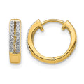 14k 2-row 1/10 carat Diamond Hinged Round Hoop Earrings, 0.096 ct, 11 x 3.25 mm