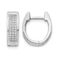 14k White Gold 1/4 carat Diamond Pave Small Hinged Oval Hoop Earrings, 0.248 ct, 13 x 5 mm