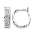 14k White Gold 1/5 carat Diamond Pave Hinged Oval Hoop Earrings, 0.193 ct, 13 x 14 mm
