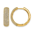 14k 1 carat Diamond Pave Hinged Hoop Earrings, 1.008 ct, 20 x 22 mm
