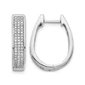 14k White Gold 3/8 carat Diamond Pave Large Hinged Oval Hoop Earrings, 0.43 ct, 19 x 15 mm
