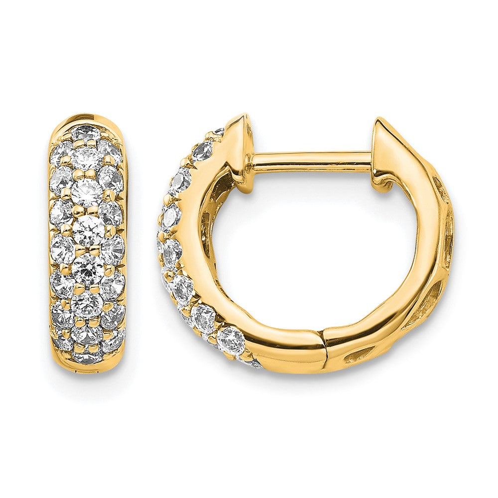 14k 5/8 carat Diamond Pave Hinged Hoop Earrings, 0.66 ct, 12 x 4 mm