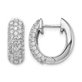 14k White Gold 1 1/5 carat Lab Grown Diamond VS/SI+ G+ Complete Hinged Hoop Earrings, 1.219 ct, 15 x 13 mm
