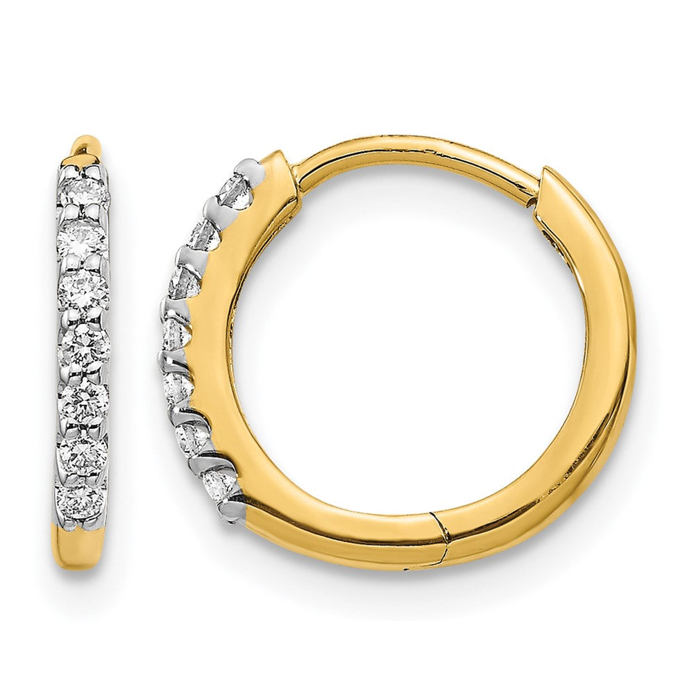 14k 1/6 carat Diamond Hinged Hoop Earrings, 0.14 ct, 12 x 1.5 mm