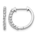 14k White Gold 1/3 carat Diamond Hinged Hoop Earrings, 0.32 ct, 15 x 2 mm