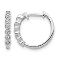 14k White Gold 1/8 carat Diamond Hinged Hoop Earrings, 0.12 ct, 14 x 2.75 mm