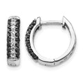 14k White Gold 3-row 1/2 carat White/Black Diamond Hinged Hoop Earrings, 0.548 ct, 14 x 3.5 mm