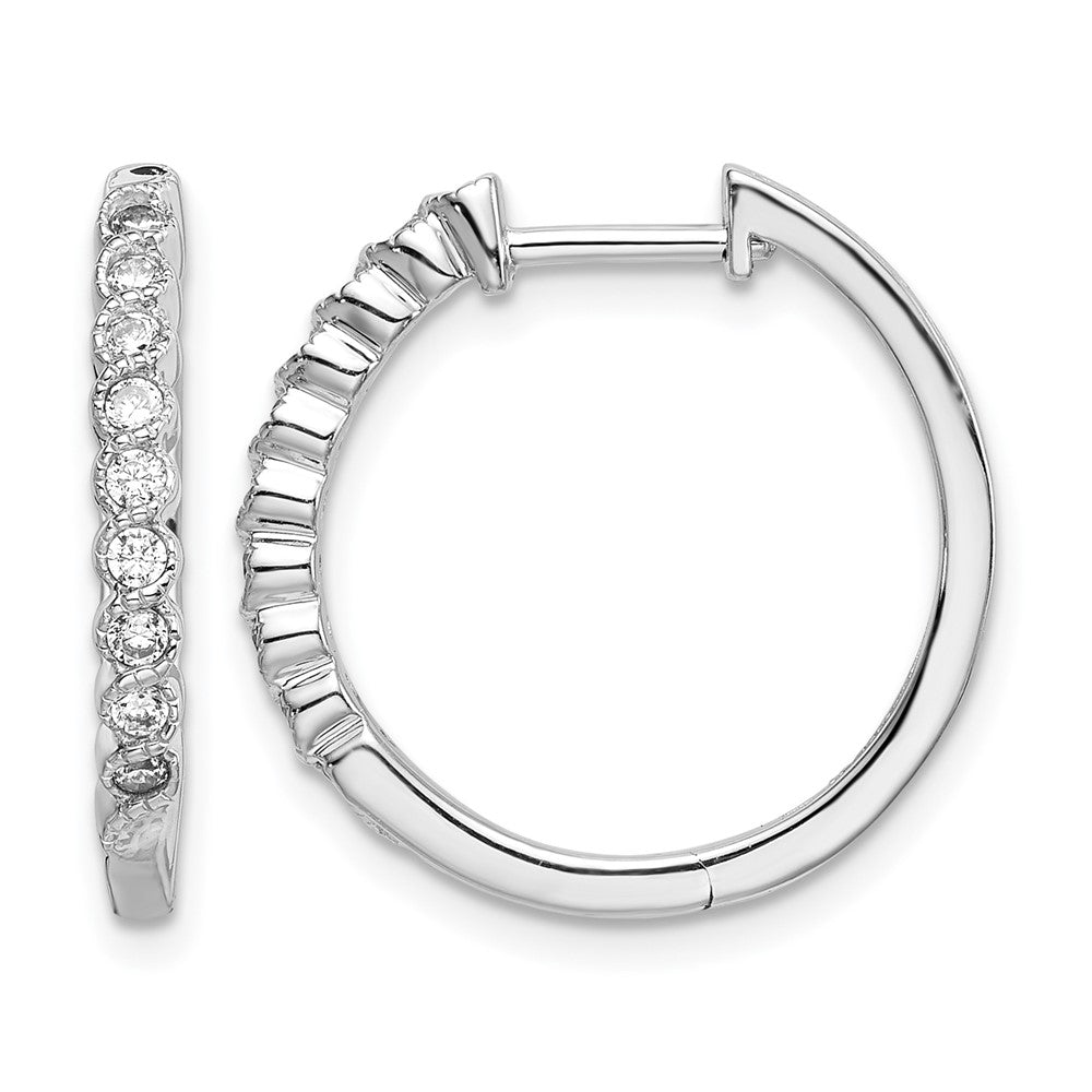 14k White Gold 1/4 carat Diamond Hinged Hoop Earrings, 0.247 ct, 18 x 19 mm