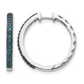 14k White Gold 1/6 carat Blue Diamond 2.2mm Hinged Hoop Earrings, 0.148 ct, 22 x 22 mm