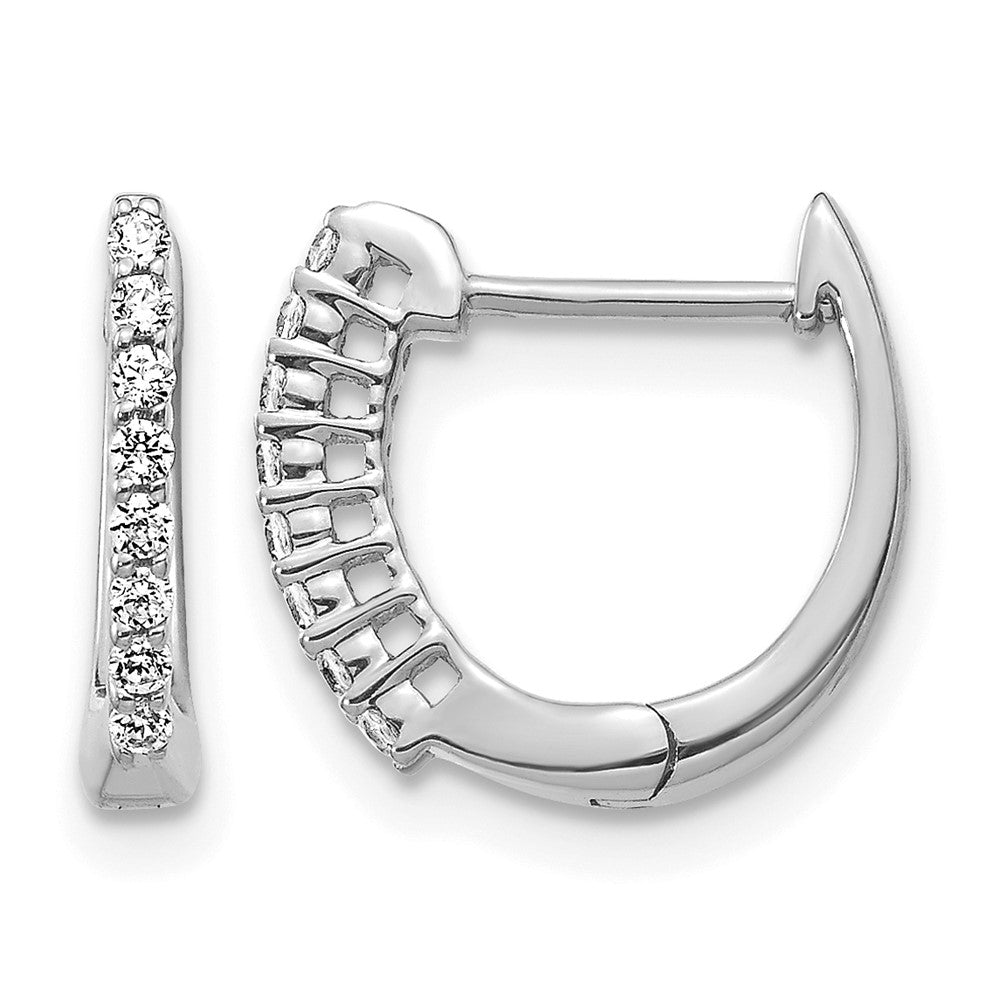 14k White Gold 1/6 carat Diamond Hinged Hoop Earrings, 0.16 ct, 11 x 12 mm, 1.62 g