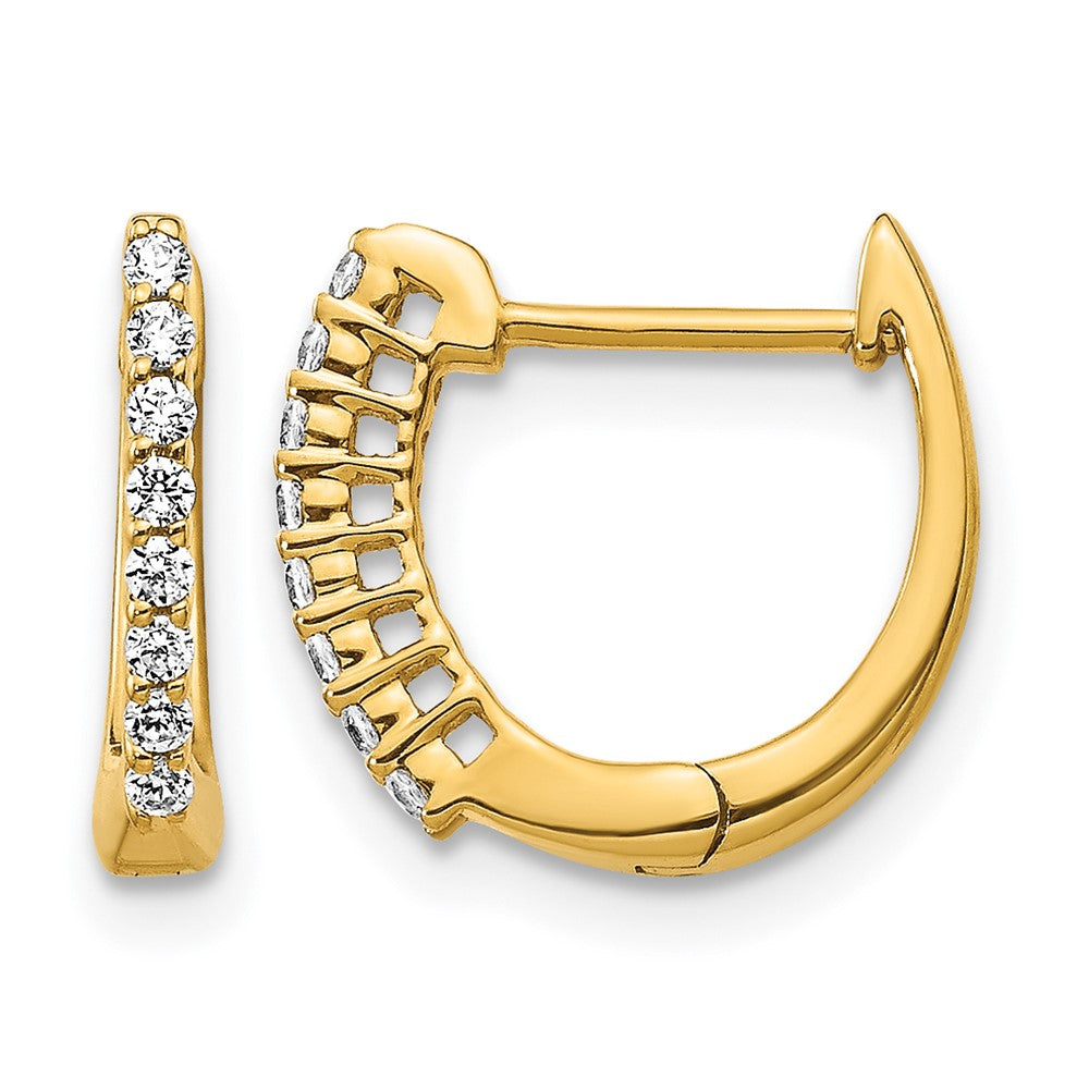 14k 1/6 carat Diamond Hinged Hoop Earrings, 0.16 ct, 11 x 12 mm