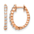 14k Rose Gold 1/4 carat AA Diamond Hinged Hoop Earrings, 0.24 ct, 15 x 11 mm