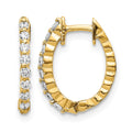 14k 1/4 carat AA Diamond Hinged Hoop Earrings, 0.24 ct, 15 x 11 mm