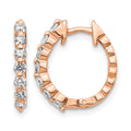 14k Rose Gold 1/2 carat AA Diamond Hinged Hoop Earrings, 0.49 ct, 15 x 12 mm