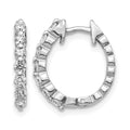 14k White Gold 1/2 carat AA Diamond Hinged Hoop Earrings, 0.49 ct, 15 x 12 mm