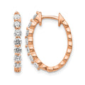 14k Rose Gold 3/4 carat AA Diamond Hinged Hoop Earrings, 0.7 ct, 20 x 15 mm