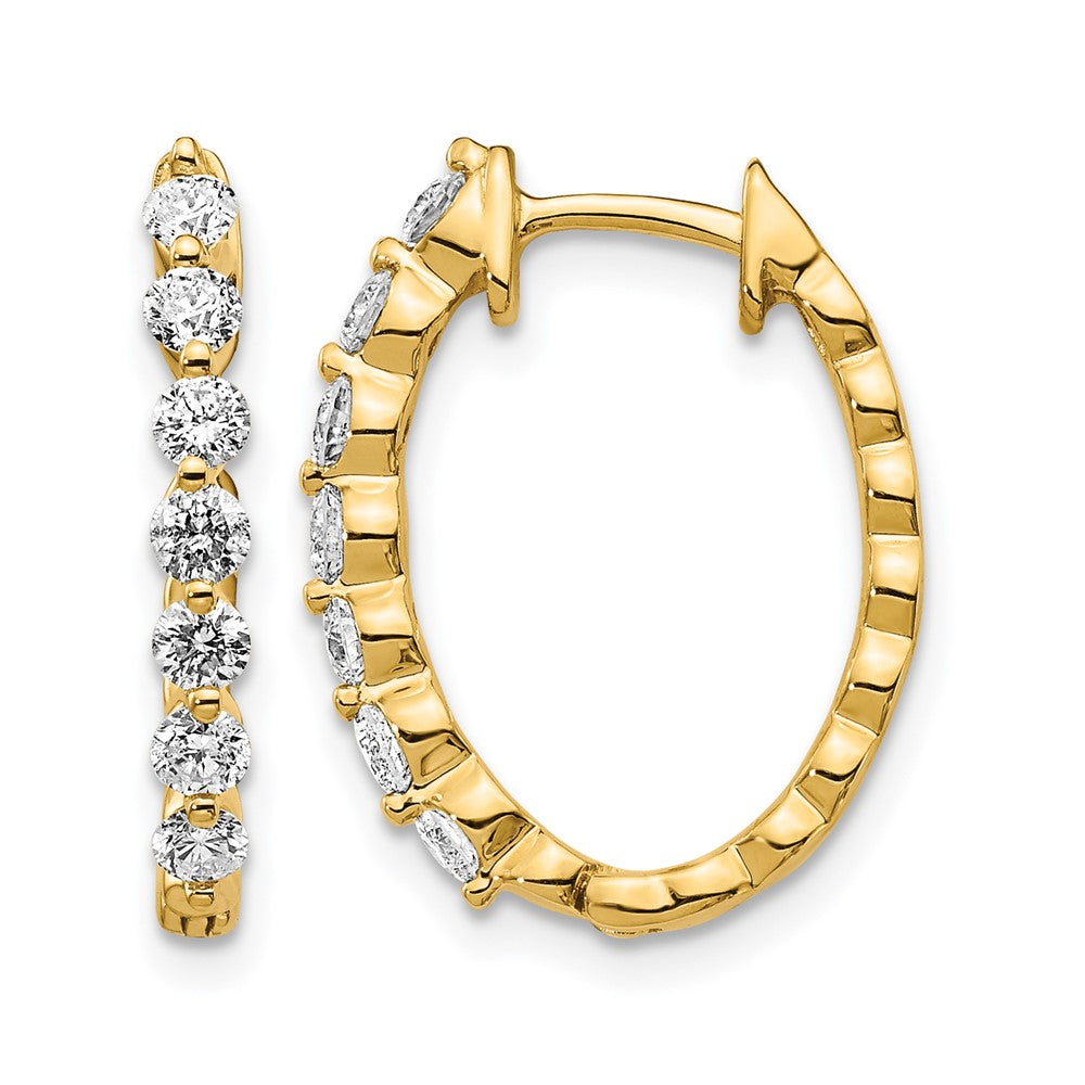 14k 3/4 carat AA Diamond Hinged Hoop Earrings, 0.7 ct, 20 x 15 mm