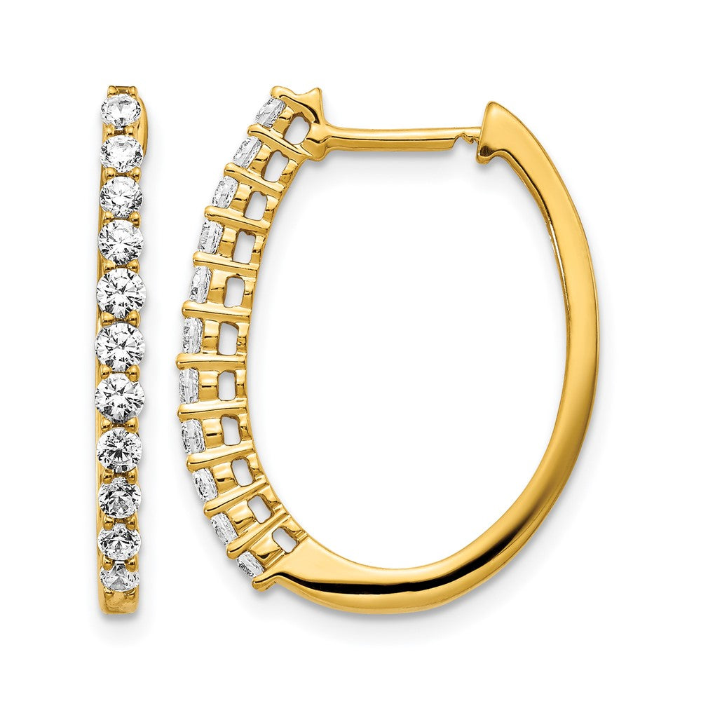 14k 3/4 carat Lab Grown Diamond VS/SI+ G+ Complete Hinged Hoop Earrings, 0.72 ct, 23 x 18.15 mm