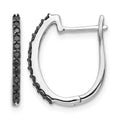 14k White Gold 1/5 carat Black Diamond 1.3mm Hinged Hoop Earrings, 0.2 ct, 16 x 12 mm